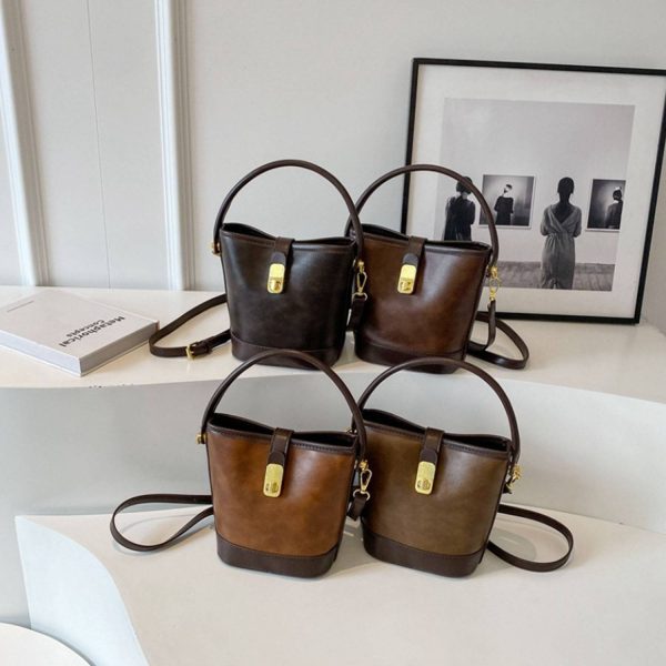 PU Tote Bag w/ Adjustable Strap and Lock Closure - Image 6