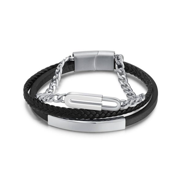 Multi layer woven leather bracelet