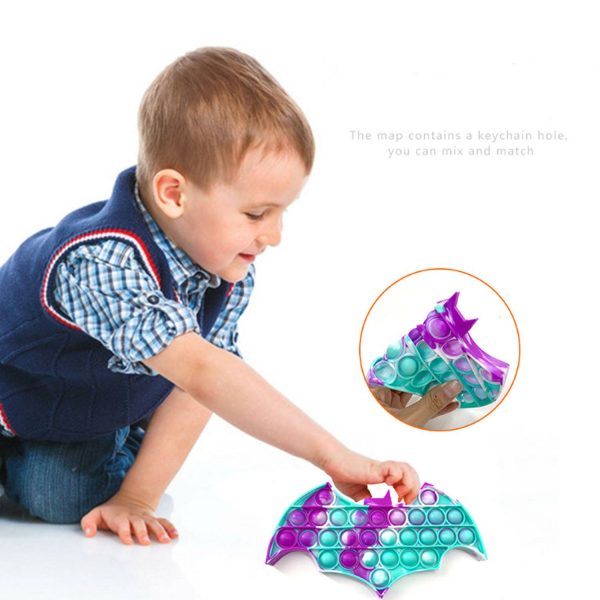 Halloween Colorful Bat Shaped Push Pop Bubble Ball Toy - Image 9
