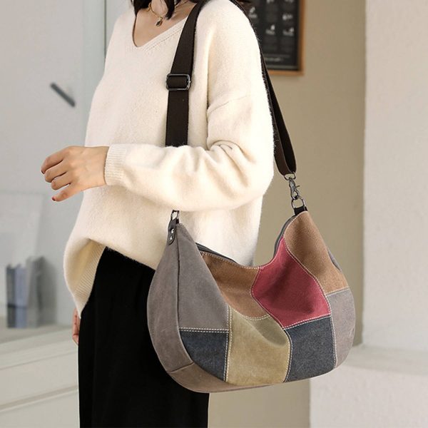 Multi-Color Splice Cross Body Shoulder tote bag - Image 4
