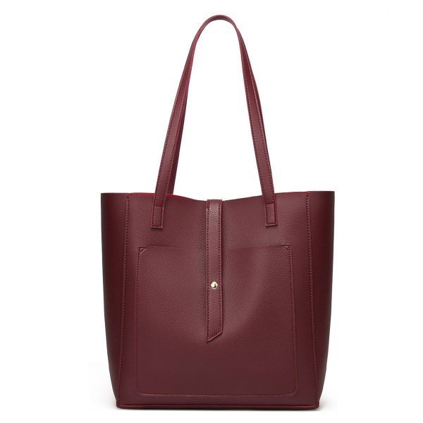 PU Simple solid color tote bag for women - Image 2