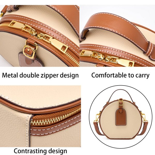 Genuine Leather Round hand-held women's Crossbody bag - Image 6