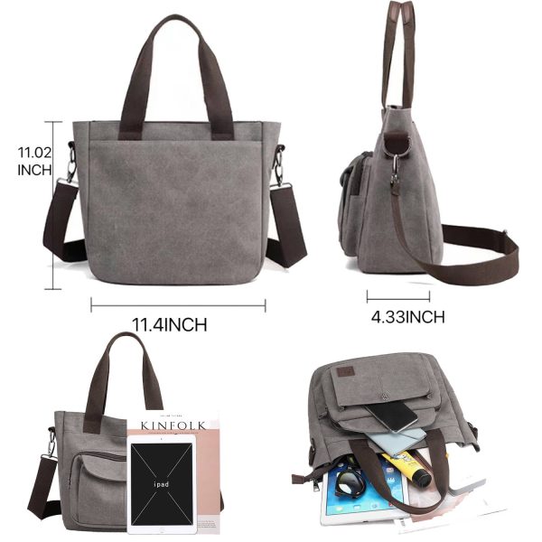 Women's Canvas Shoulder Handle Work Crossbody Bag - Image 6