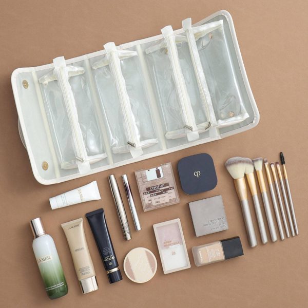 Portable PU Leather Travel Cosmetic Bag Detachable Pouches - Image 6
