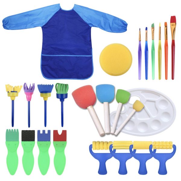 Plastic Sponge brush palette painting set of 25 pieces - Image 2
