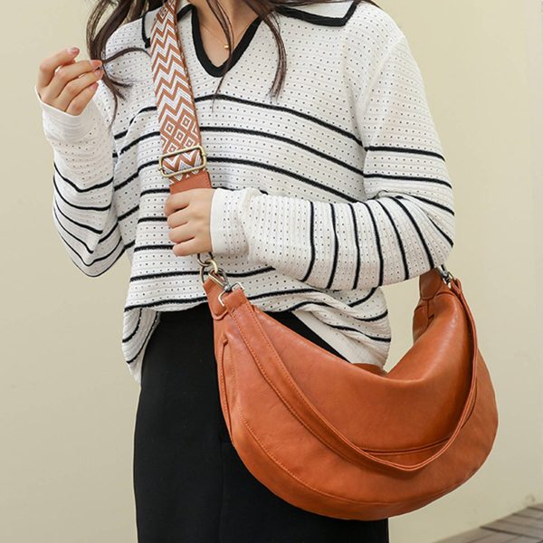 PU Leather Crescent Shoulder Hobo Purses for Women - Image 4