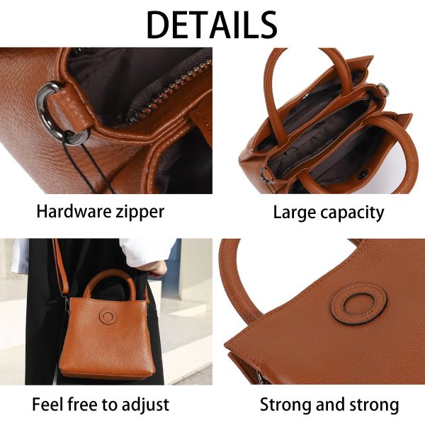 Genuine Leather large capacity stylish Bucket tote bag - Image 5