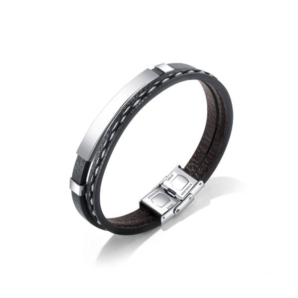 Stainless steel smooth cowhide bracelet