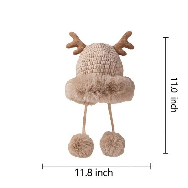 Women winter cover ear antler knit hat - Image 12