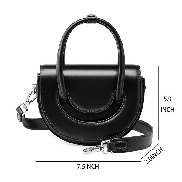 Genuine Leather Solid shoulder cross-body tote bag - Image 6
