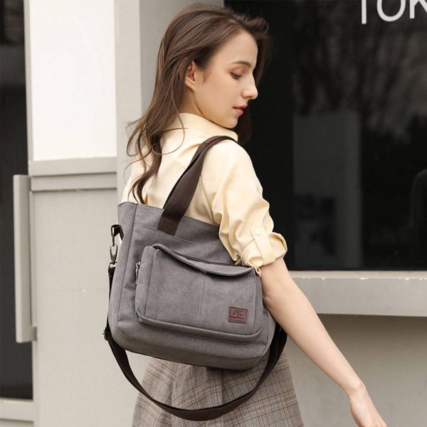 Women's Canvas Shoulder Handle Work Crossbody Bag - Image 5