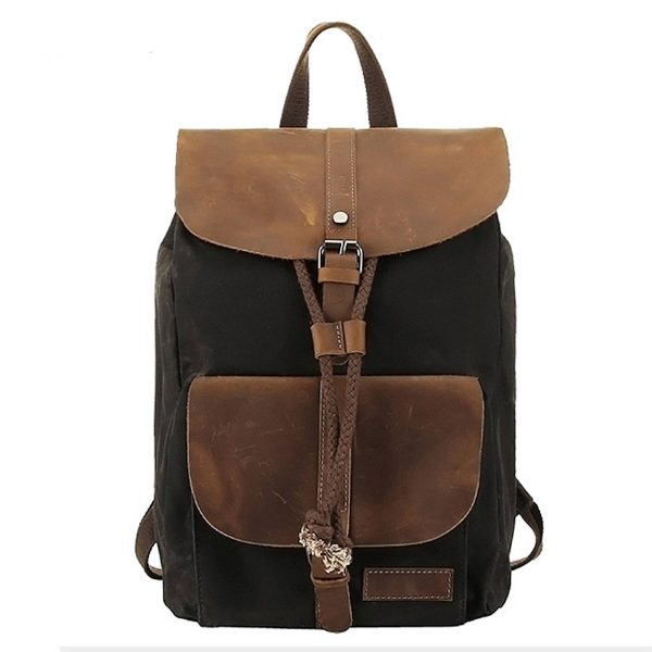 Vintage Waterproof Backpack Daypack Made of Canvas Leather - Image 4