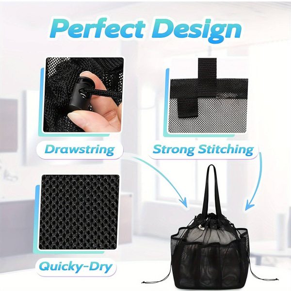 Portable Mesh Toiletry Bag with Drawstring & Multi Pocket - Image 7