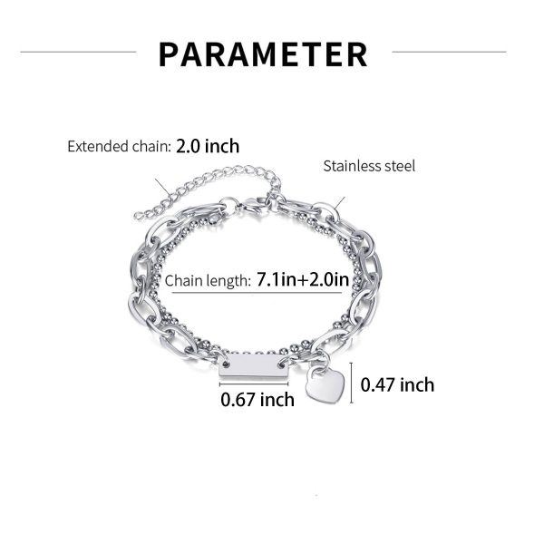Double layered stainless steel square bracelet - Image 2