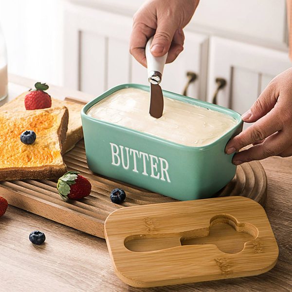 Large Butter Dish with Lid and Knife - Image 6