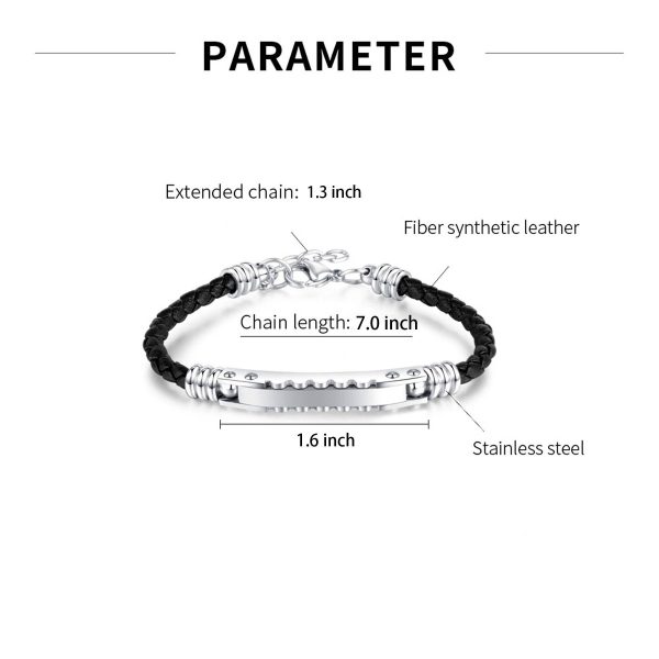 Stainless steel woven leather bracelet - Image 2