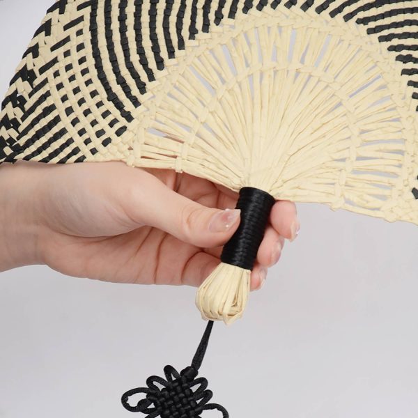 Handwoven Straw Fan W/ Elegant Tassel - Image 4