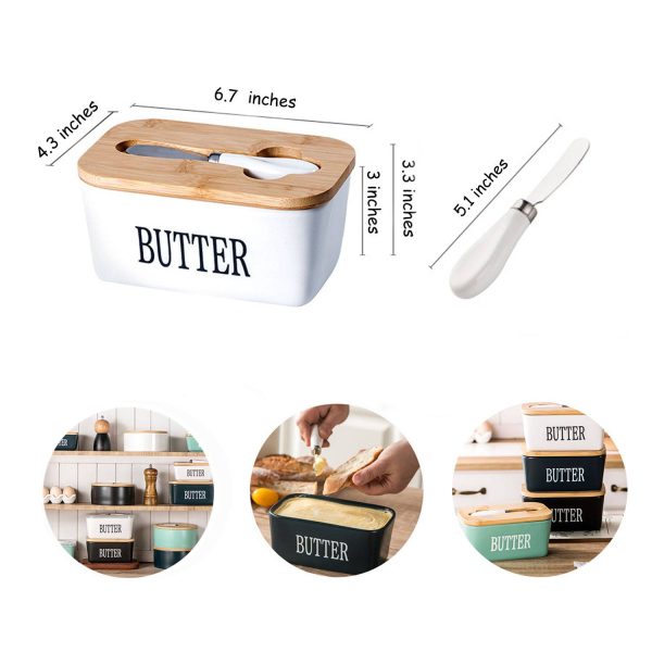 Large Butter Dish with Lid and Knife - Image 5