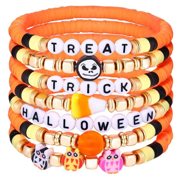 Acrylic Plastic Skull Halloween soft pottery bracelet