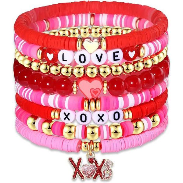 Acrylic Plastic Pink heart pendant beaded bracelet - Image 4