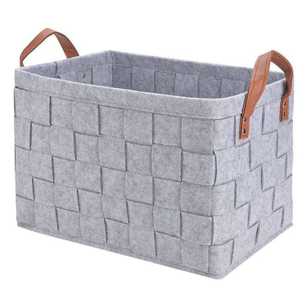 Foldable Handmade Rectangular Felt FabriStorage Box Cubes - Image 2