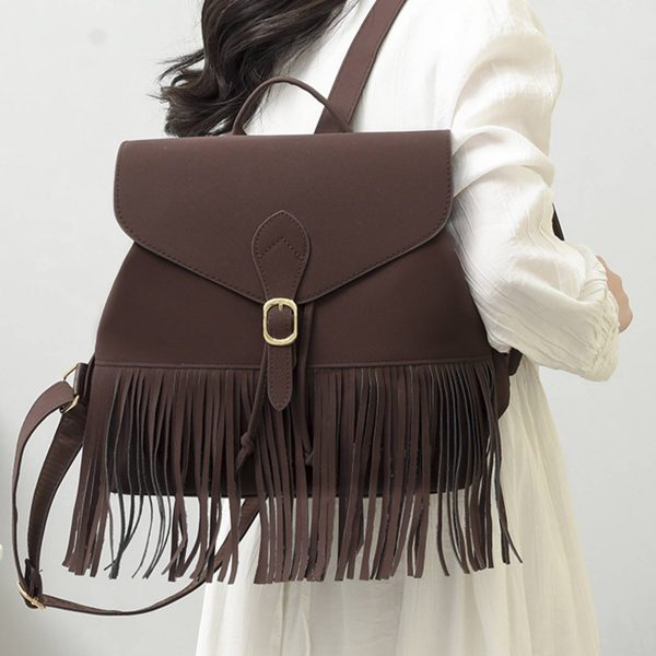 Tassel PU Leather Backpack for Women - Image 4