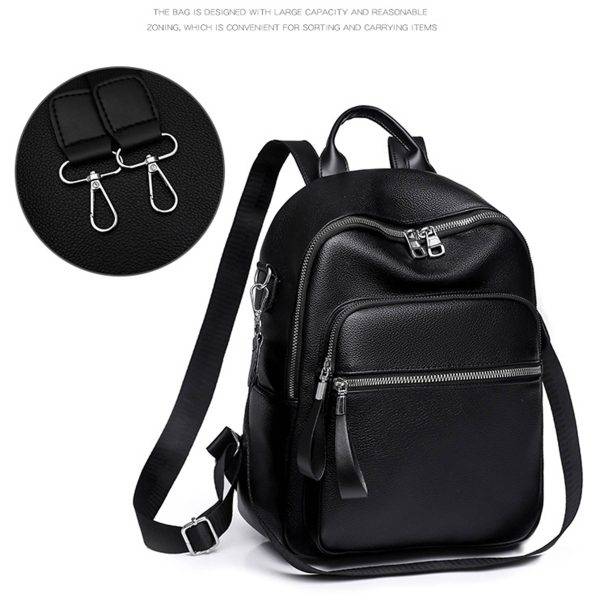PU Leather Dual-use Casual Small Backpack Women - Image 4