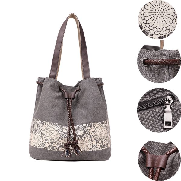 Women Printing Drawstring Canvas Tote Bags - Image 11