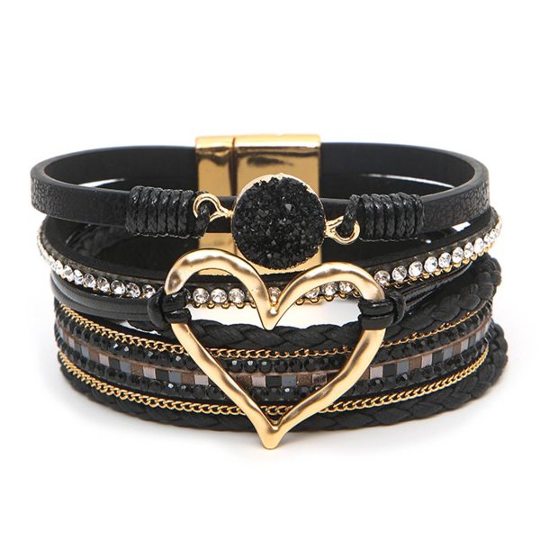 PU Hand-woven bracelet in multi-layered leather