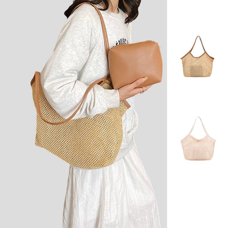 Jute Straw Woven Tote Bag, Handmade Weaving Shoulder Bag - Image 3