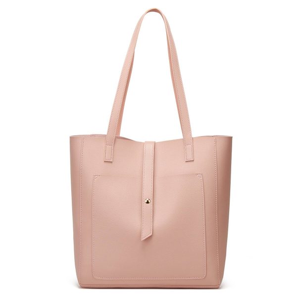 PU Simple solid color tote bag for women - Image 3