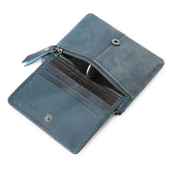 Genuine Leather 2 Zipper Coin Purse Wallet - Image 7