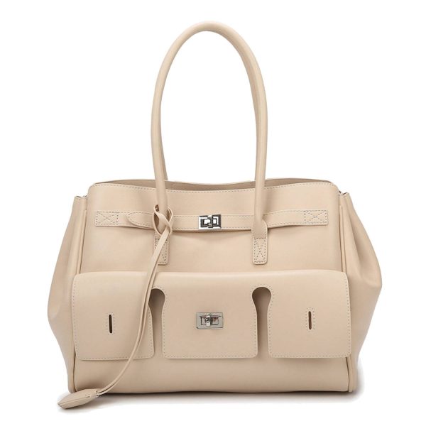 Spacious PU Leather Tote Bag Comfortable Grip