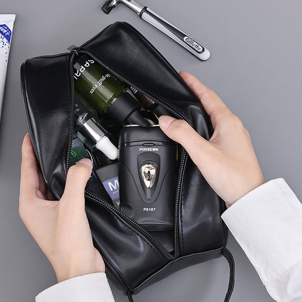 Men's Large Capacity PU Leather Travel Toiletry Bag - Image 5
