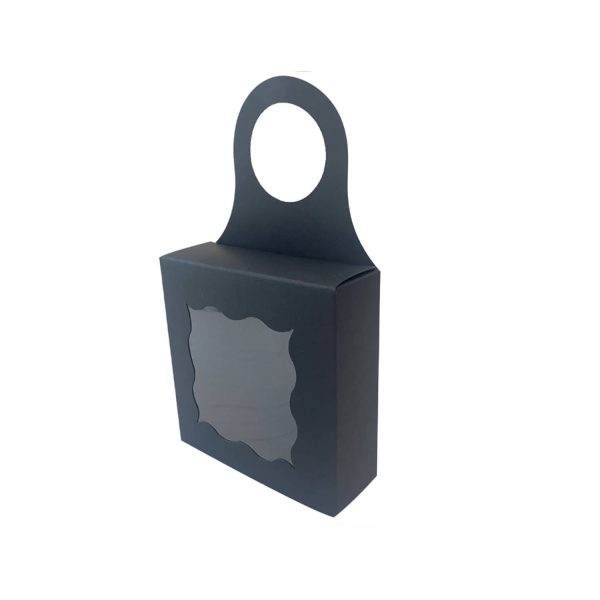 Kraft Paper Wine Bottle Box w/ Window Hanging Foldable - Image 4