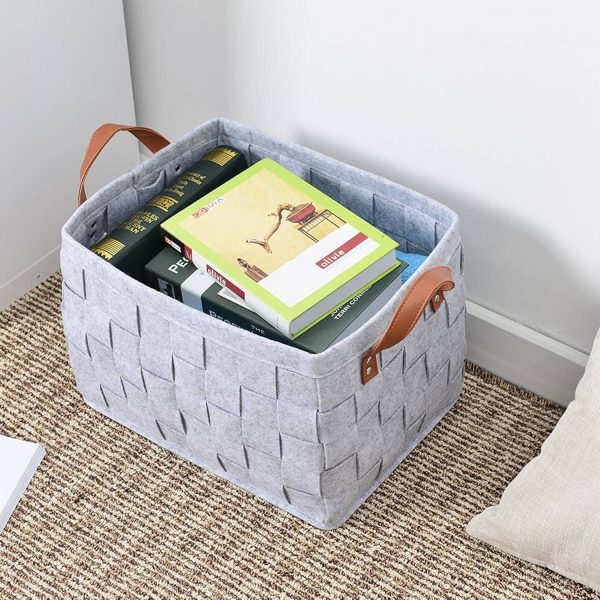 Foldable Handmade Rectangular Felt FabriStorage Box Cubes - Image 5
