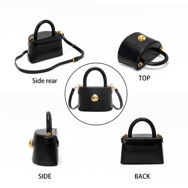 Genuine Leather Semi-round hand-held crossbody bag - Image 4