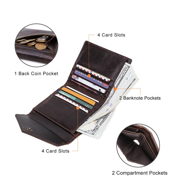 Genuine Leather RFID Magnetic Multiple positions Wallet - Image 6