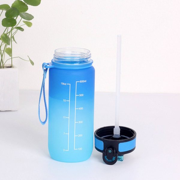 20oz Gradient Plastic Sports Bottle Lockable Straw Lid - Image 10