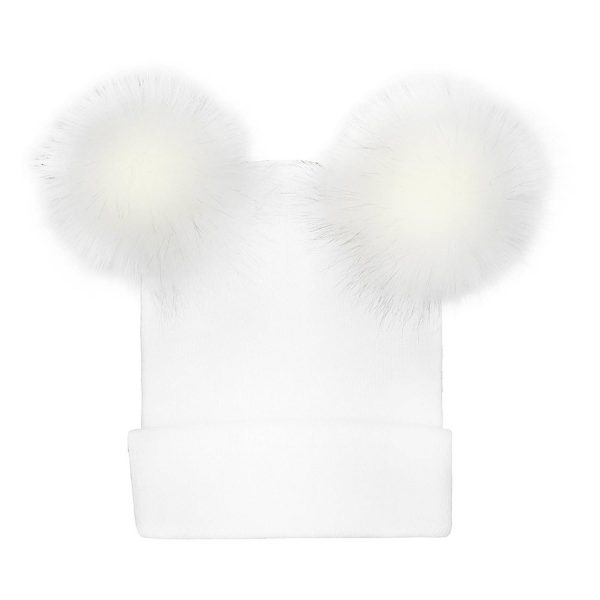 Acrylic Winter double furball knitted beanie - Image 2