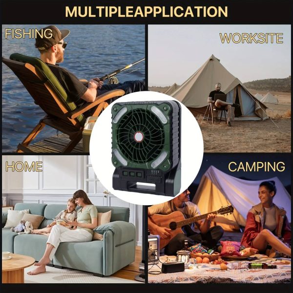 USB Rechargeable Solar Powered Camping Fan w/ LED Light - Image 4