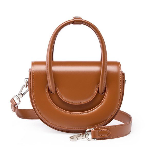 Genuine Leather Solid shoulder cross-body tote bag - Image 2