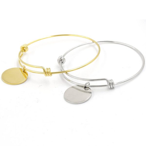 Stainless Steel Simple small disc ring bracelet