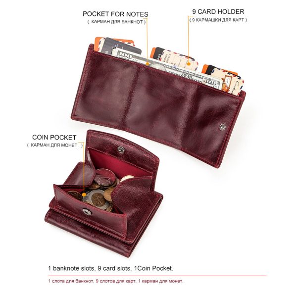 Genuine Leather RFID 3 fold Waterproof Street trend Wallet - Image 4