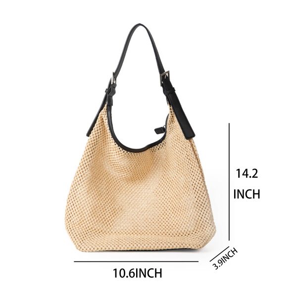Straw summer large capacity shoulder tote bag - Image 5