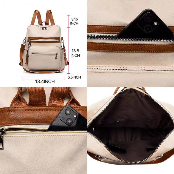 Womens Purse PU Leather Large Travel Backpack - Image 4