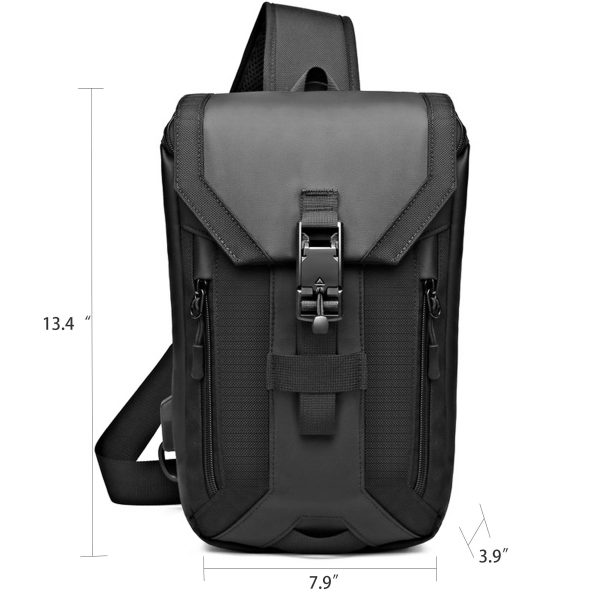 Oxford Waterproof Crossbody Sling Bag With USB Charging Port - Image 7
