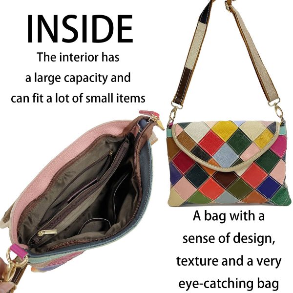 Genuine Leather Lingered panels shoulder cross-body bag - Image 4