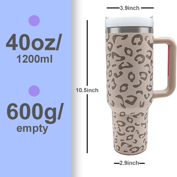 40 oz Leopard Print Water Bottle - Image 3