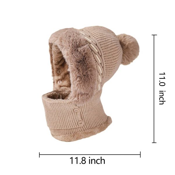 Winter Warm One Piece Fleece Scarf Mask Knitted Hat - Image 10